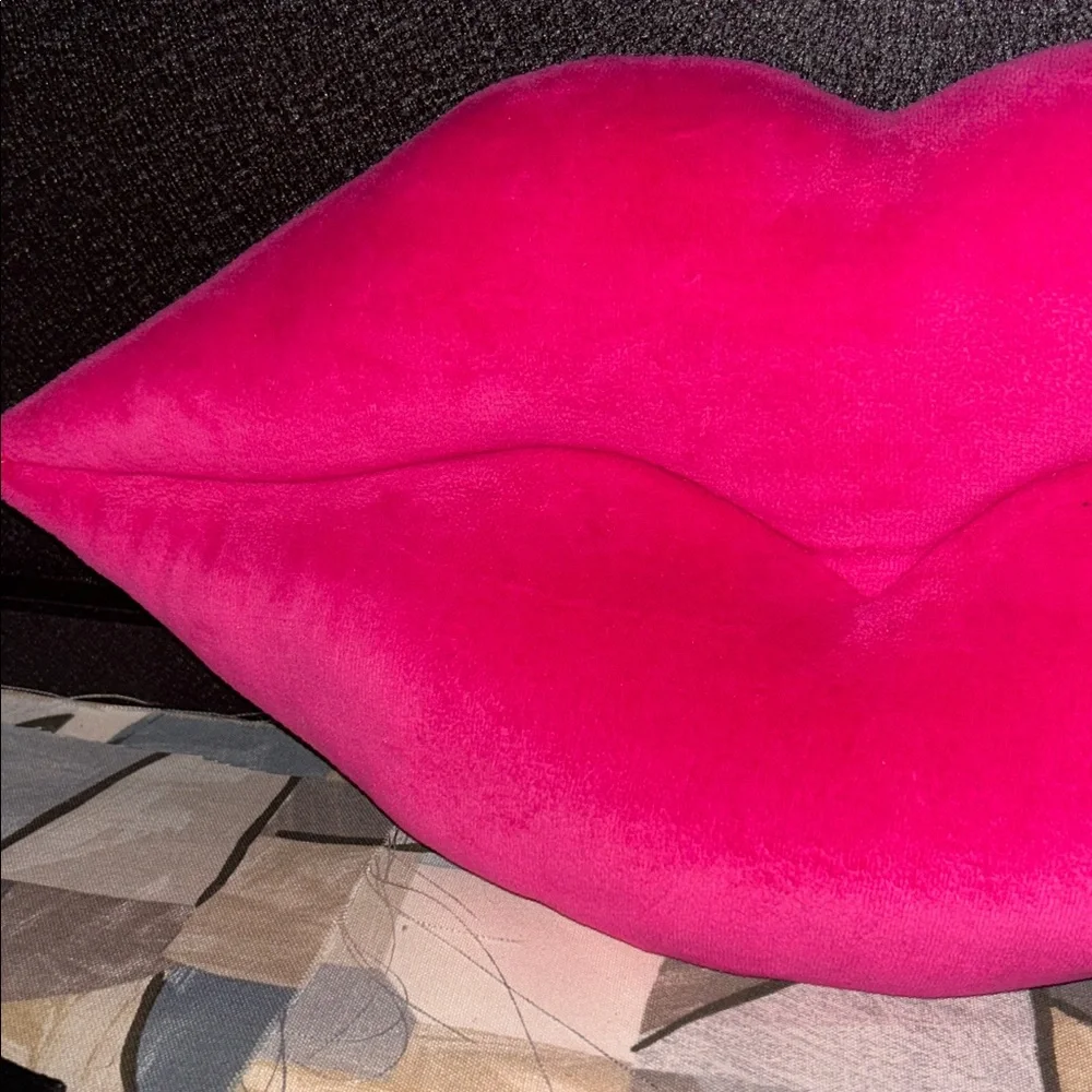 Pink Lip-Shaped Accent Pillow